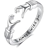 INFUSEU 925 Sterling Silver Hug Love Rings for Women Girls Cute Gifts for Her