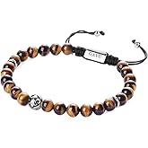 GAVU Beaded Bracelet for Men, Adjustable Crystal Bracelet for Men, 6mm Azurite/Tiger Eye/Lava