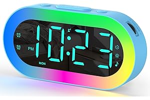 TE-RICH Alarm Clock with Night Light, Small Alarm Clock for Bedside, Alarm Clock with USB Ports, 0-100% Dimmer, Timer, Sleep Aid, Customize Alarm, Loud Alarm Clock for Kids, Ideal Gifts for Teenage Boys Girls