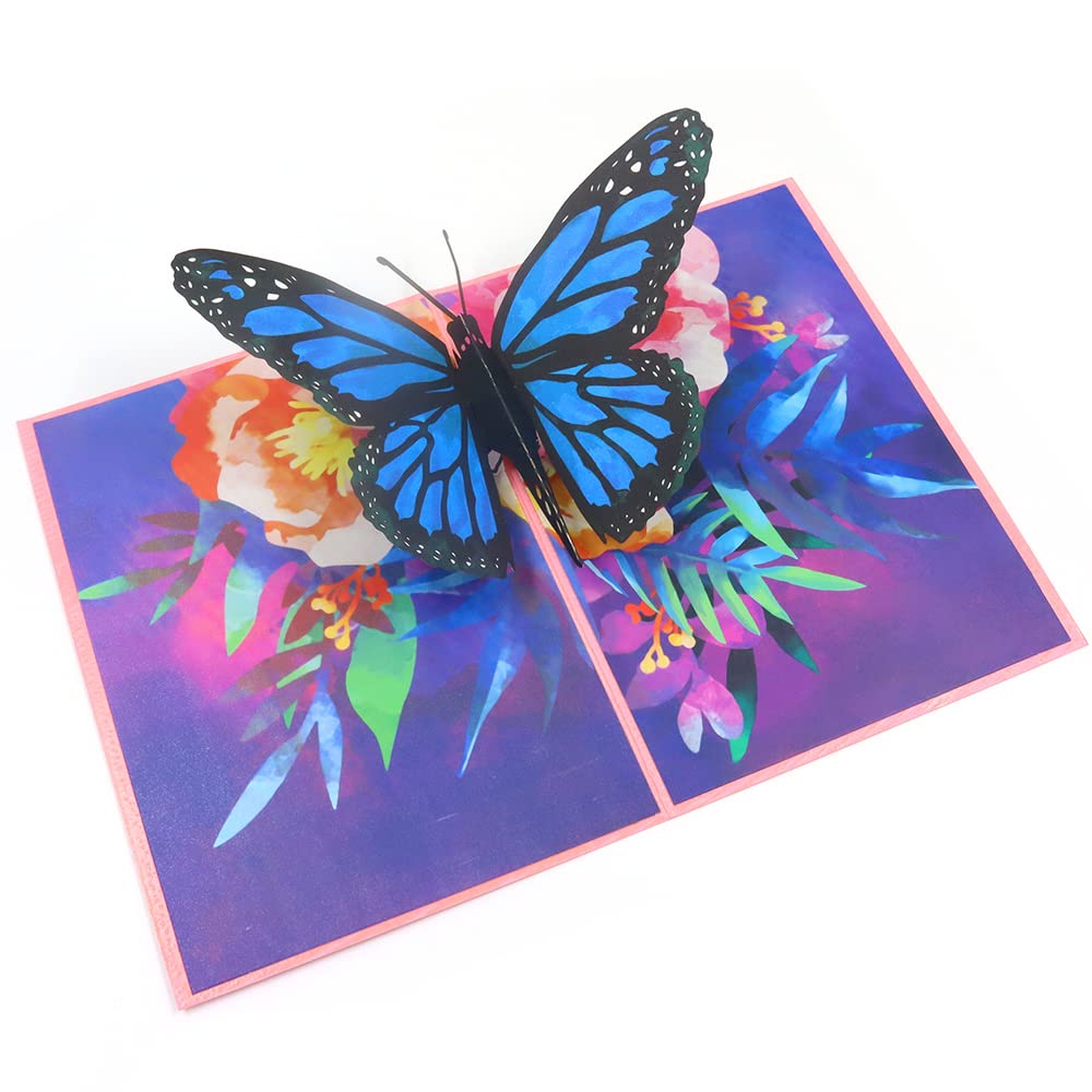 Butterfly Pop up Card, Butterfly 3D Card,Greeting Card Birthday, Happy Wedding Anniversary Card, A Delightful surprise greeting card gift for Mum, Friend, Granddaughter, Wife, Sister, Grandma