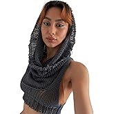 Women Knitted Hoodie Sweater Vest Sexy Sleeveless Hollow Out Hooded Crop Top Streetwear Rave Oufit