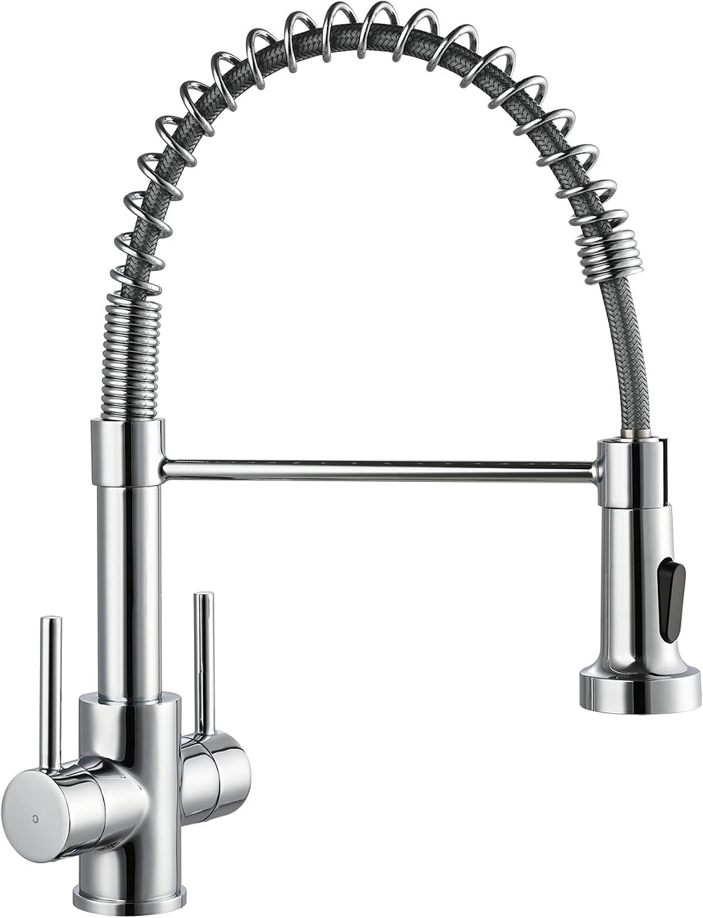 Peppermint Dual Lever Kitchen Tap with Pull Down Spray Chrome Sink Mixer Tap