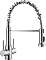 Peppermint Dual Lever Kitchen Tap with Pull Down Spray Chrome Sink Mixer Tap