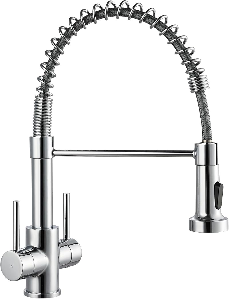 Peppermint Dual Lever Kitchen Tap with Pull Down Spray Chrome Sink Mixer Tap