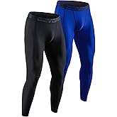 DEVOPS 2 or 3 Pack Men's Compression Pants Athletic Leggings with Pocket/Non-Pocket