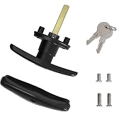 Wedelweib T-Handle for Truck Camper Shell Truck Cap Locking T-Handle with Dust Cover for Truck Canopy- 1 Pack Clockwise with 2 Keys（Key Alike）