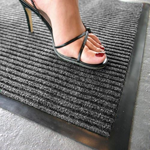 FunkyBuys® HEAVY DUTY NON SLIP RUBBER BARRIER MAT RIBBED RUGS BACK DOOR