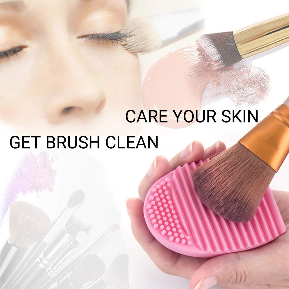MelodySusie Makeup Brush Cleaner Silicone Makeup Brush Cleaning Mat, Brush Cleaner Pad,Cosmetic Brush Cleaner, Portable Washing Tool, Color Removal Cleaner Sponge, Green& Pink, Pack of 2: Beauty