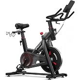 Merach Magnetic Exercise Bike for Home Gym, Low Noise | Stationary Bike with Soft Seat Cushion, Indoor Workout Bike with 350 lbs Weight Capacity, Fitness App with Courses