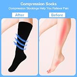Jeffdad 2 Pairs Compression Socks Women Men 15-25mmHg Knee High L-XL view 2