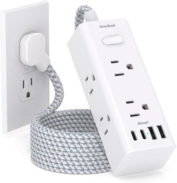 One Beat Flat-Plug Travel Power Strip