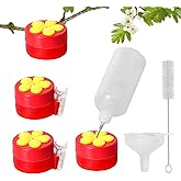 PiiSheou Handheld Hummingbird Feeder with Clips, 4 Pack Window Red Wild Bird Feeders with Cleaning Brush Bottle Funnel Set for Tree Branch Outdoors Hanging