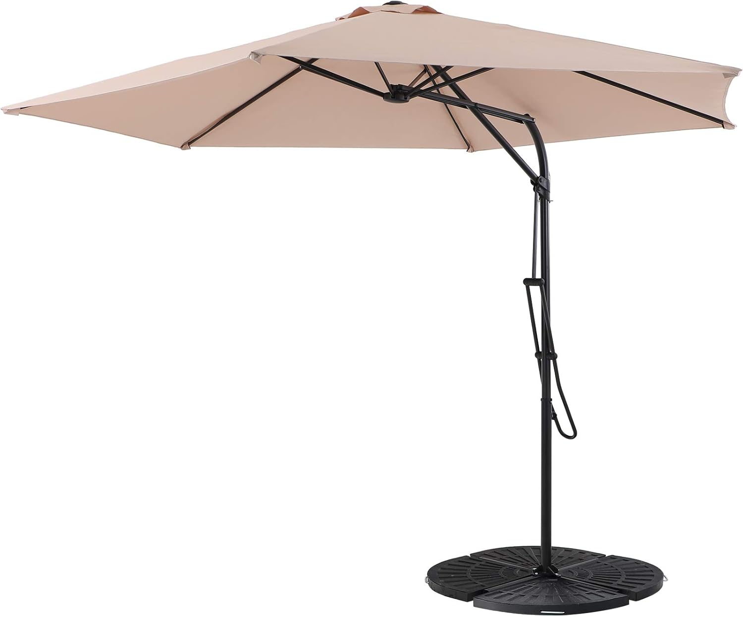 Amazon Com Phi Villa 10ft Push Open Hanging Umbrella Patio Offset Outdoor Cantilever Umbrella With 6 Steel Ribs 1 65 Pole Beige Garden Outdoor