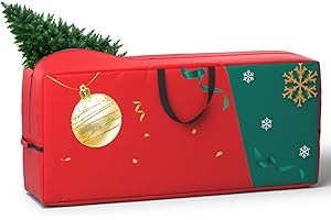 HOMESTOCKPLUS Extra Large Christmas Tree Storage Bag - Fits Up to 9 ft Tall Artificial Disassembled Trees - Waterproof 600D Oxford Heavy Duty Bag for Christmas Tree Storage (Red)