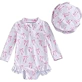 Socutebabe Baby Girl Swimsuit Baby Girls Long Sleeve One Piece Swimsuit Romper Infant Bathing Suit Baby Girl Beach Rash Guard
