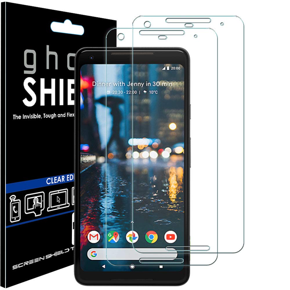 TECHGEAR [2 Pack] Screen Protectors to fit Google Pixel 2 XL [ghostSHIELD Edition] Genuine Reinforced Flexible TPU Screen Protector Guard Covers with Full Screen Coverage inc Curved Screen