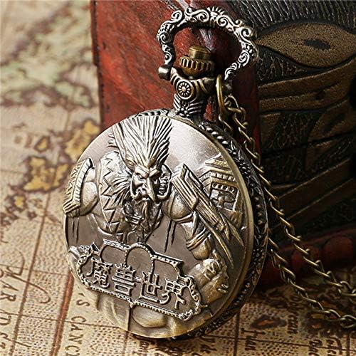LQHBXX Pocket watch Hot Game WoW World of Warcraft Hearthstone Theme Glass Dome Case Quartz Pocket Watch With Chain Necklace,green