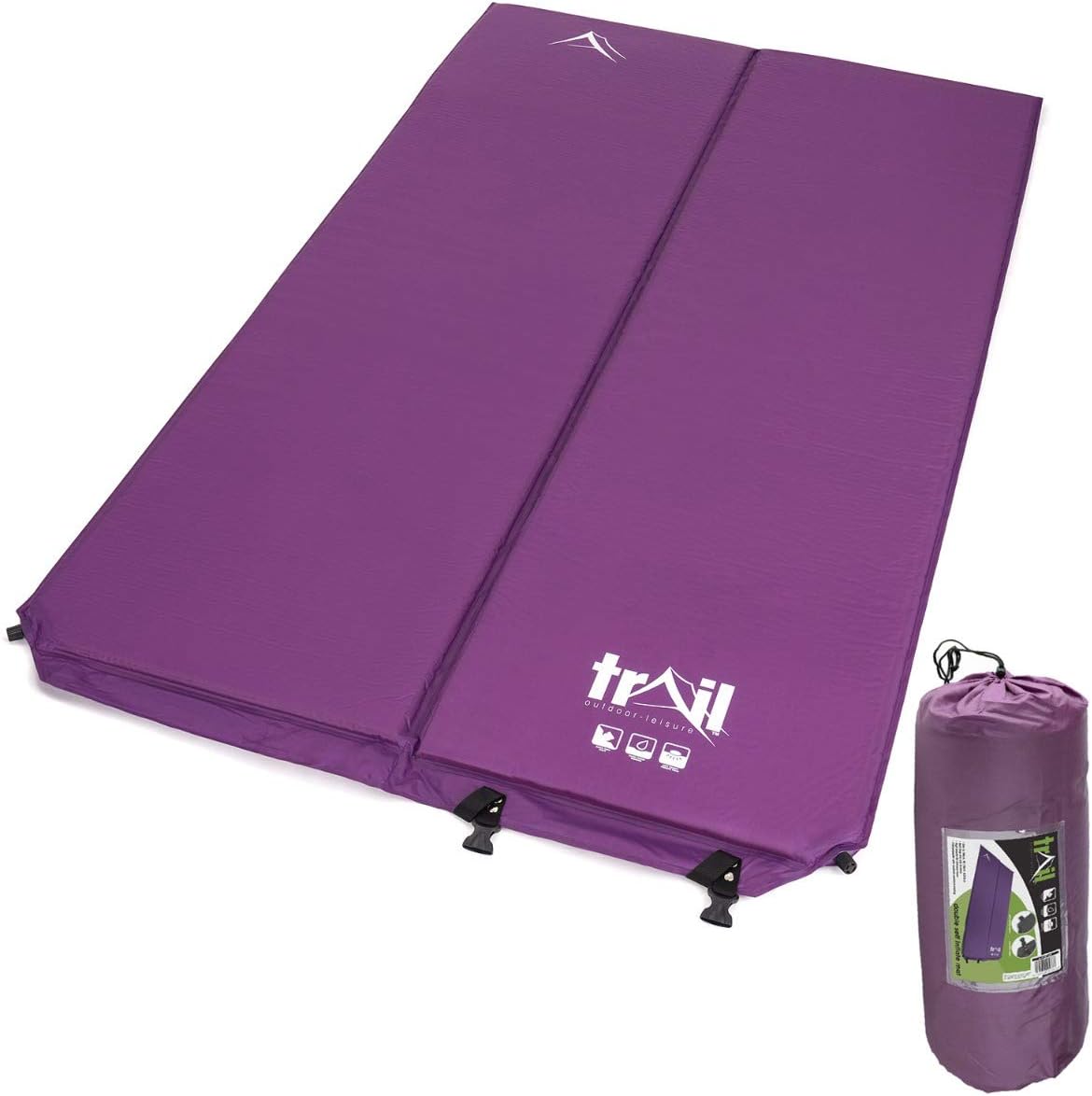 trail outdoor leisure Double Self Inflating Camping Mat Inflatable Sleeping Roll Mattress 5cm Thick