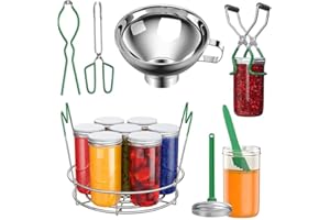 7Pcs Canning Supplies Starter Kit, Canning Tools Set Stainless Steel Canning Set with Canning Rack Canning Tonga Jar Lifter D