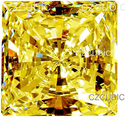 7 X 7 MM / 1.50 CT YELLOW CUBIC ZIRCONIA ( YELLOW CZ ) SUPER QUALITY LOOSE SQUARE STONE 7 STAR YELLOW COLOR CZ U.S.A SHIPPER