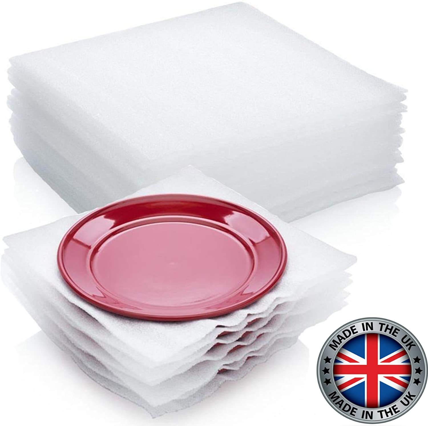 75-Count Packing Supplies Cushion Foam Sheets Safely Wrap to Protect Dishes China Glasses Plates Fragile Items for Moving Boxes 12" x 12"