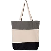Black Tri-Color Canvas Tote Bag, Durable Cotton Bag with Sturdy Handles for School, Shopping and DIY Projects, Perfect for Everyday Use