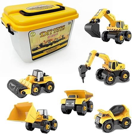 Amazon Ciujoy 建設車両セット 工事車両 作業車両 Diy 車セット 大工 工具 人気おもちゃ 働く車 工事カー 安全無毒 知育玩具 誕生日祝い プレゼント 収納ケース付き ミニカー ダイキャストカー おもちゃ