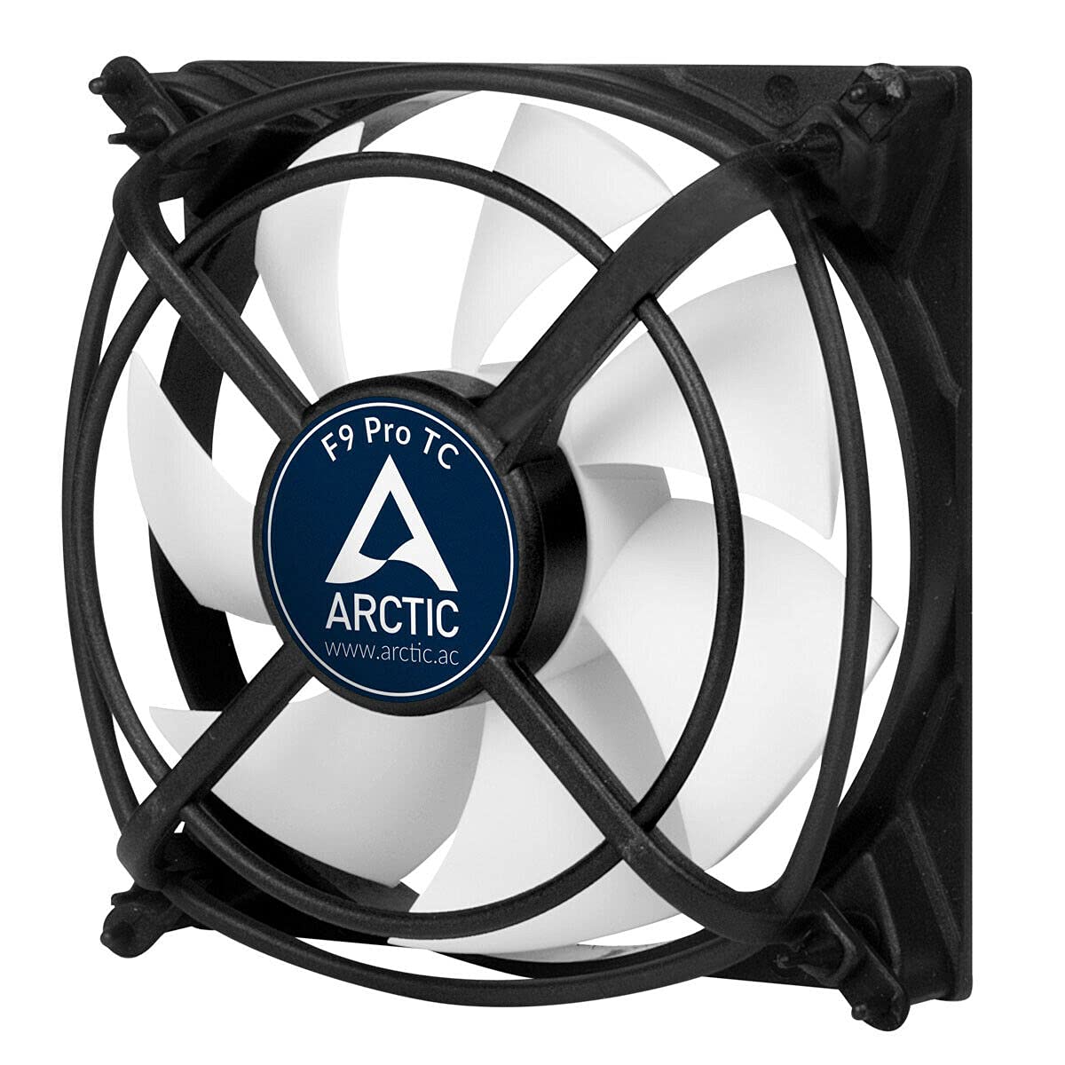 ARCTIC F9 Pro TC - 92 mm Case Fan, quiet motor, Computer, Anti-Vibration-System, Fan Speed: 500-1800 RPM - Black, White