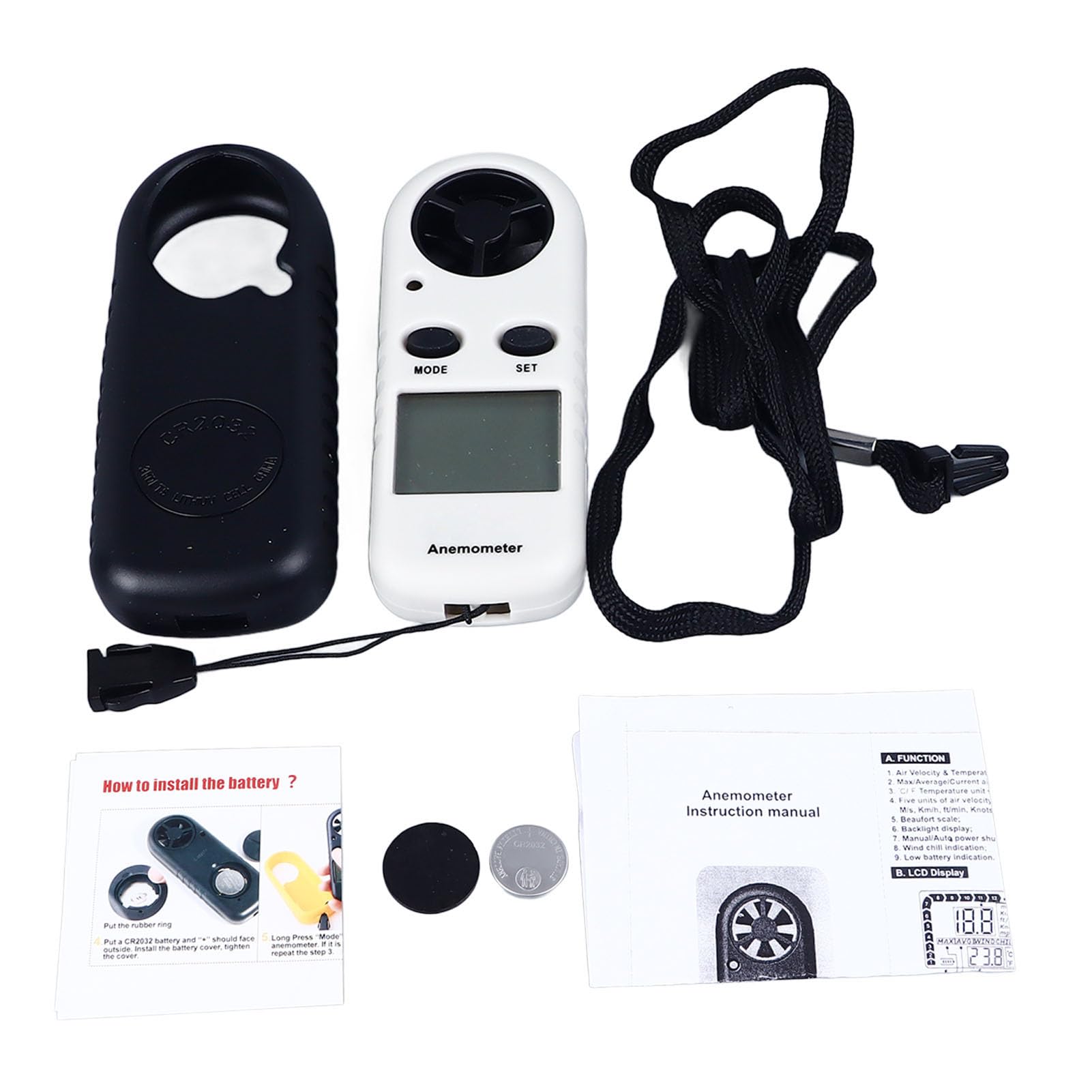 LCD Digital Anemometer, High Accuracy Wind Speed Meter for Outdoor, Smart Testing