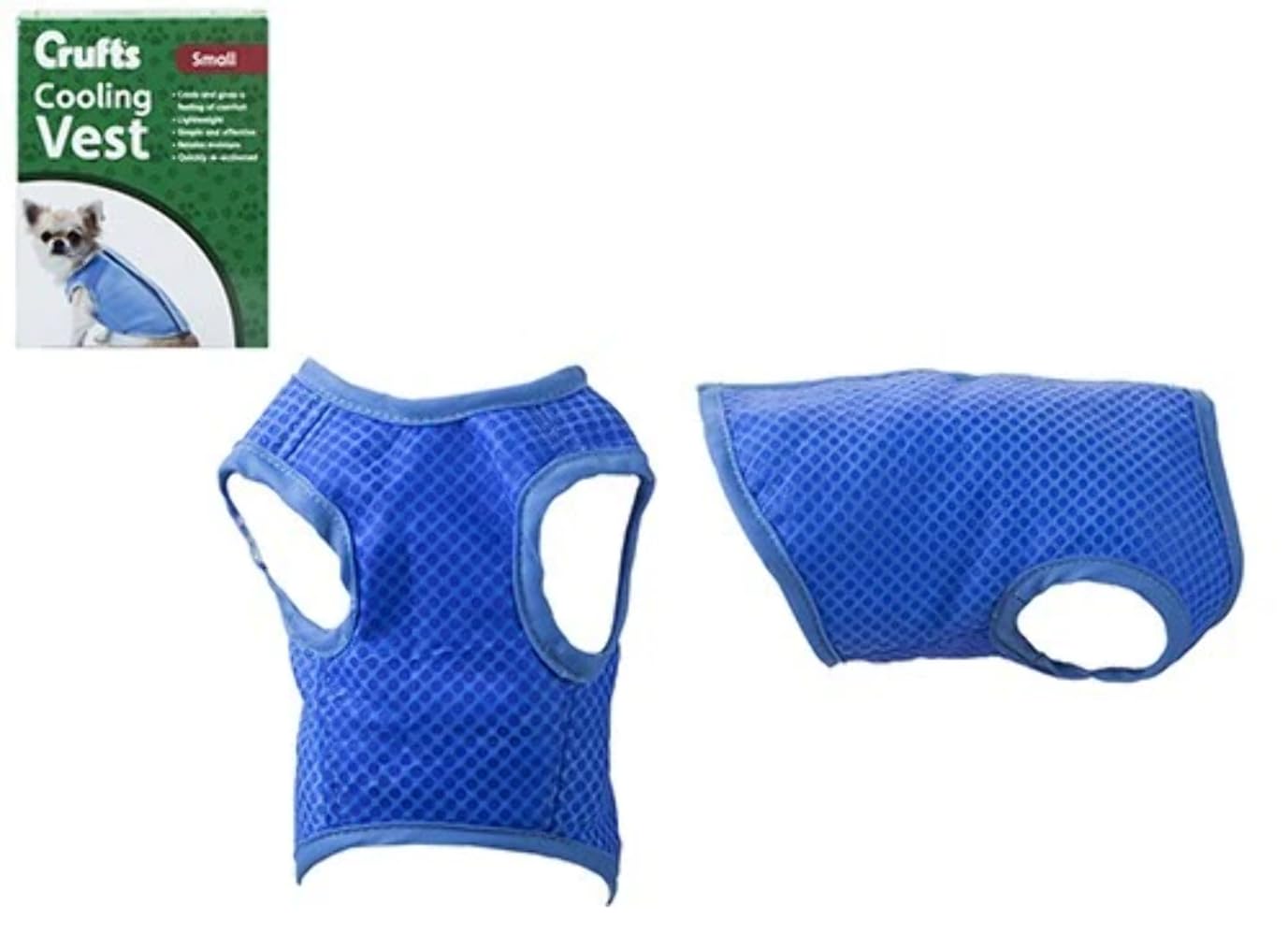 Crufts Cool & Stylish Blue Extra Small Pet Cooling Vest - Small Size (1 Pc.) - Ultimate Comfort - Perfect for Tiny Dogs & Pets