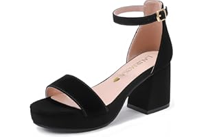 LAURMOSA High Heels for Kids Sandals Big Girls Dress Shoes Flower Girl Shoes for Wedding Party Pageant Round Open Toe Ankle Strap Dress Sandals Platform Heels Chunky Pumps for Little Big Kids