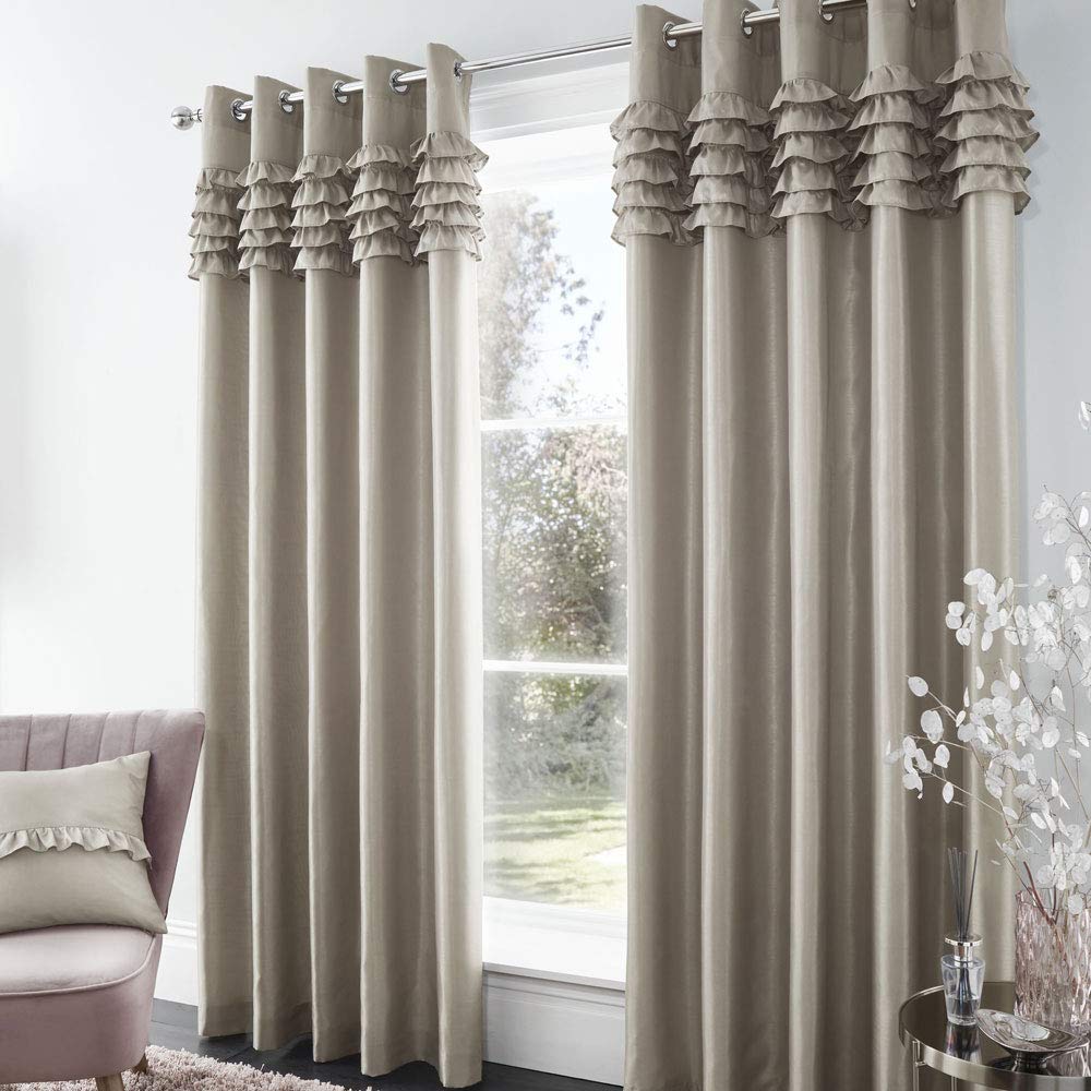 Catherine Lansfield, 100% Polyester, Champagne, Eyelet Curtains-66 x 72 Inch DS/55130/W/E6672/CHP