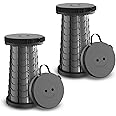 NUMANU Collapsible Stool 2-Pack - Upgraded Portable Folding Stool, Height Adjustable, Lightweight & Sturdy, Retractable Telescoping Camping Pop Up Seat Chair or Foldable Travel Footrest - Max 400lbs