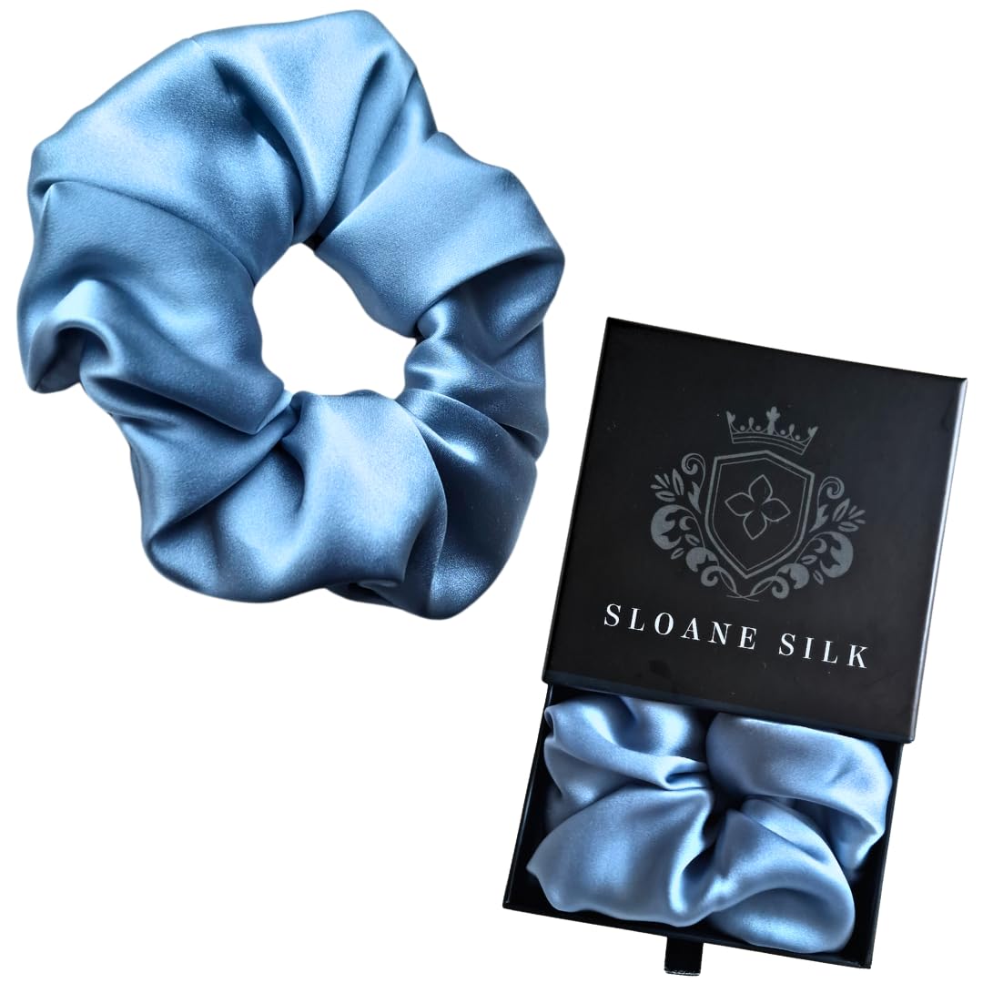100% Pure Mulberry Silk Scrunchie – Luxury 6A Grade Real Silk Hair Tie, Anti-Frizz & Gentle on Hair, OEKO-TEX Certified, Elegant Gift Box Included