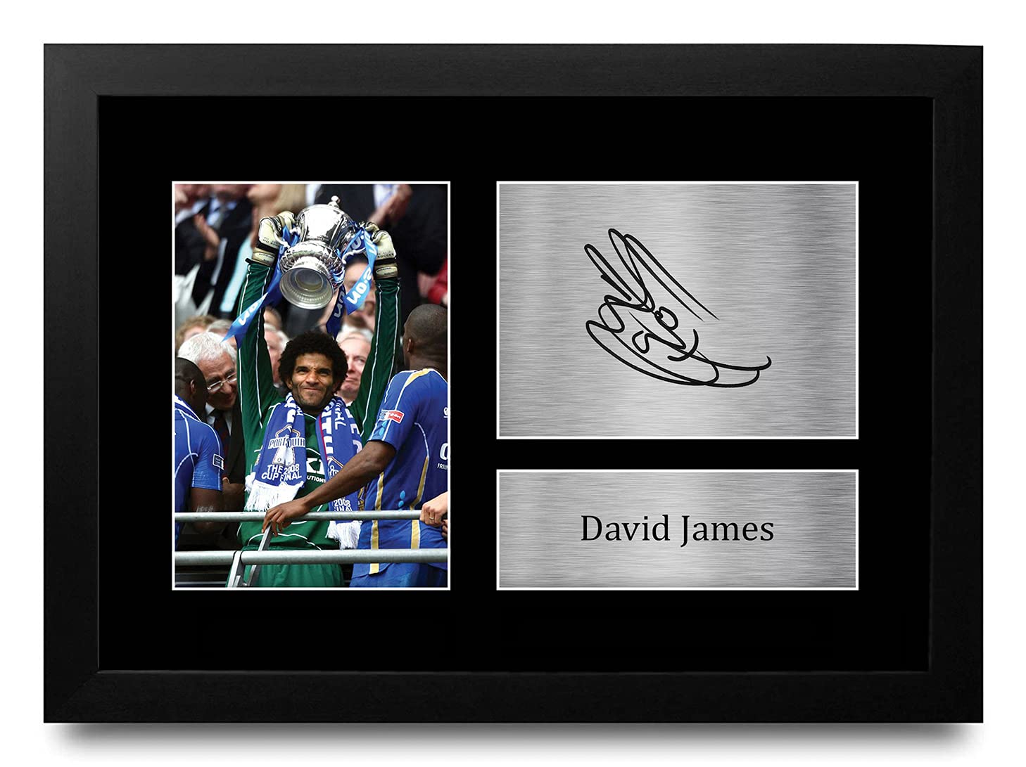 HWC Trading FR A4 David James Portsmouth Gifts Printed Signed Autograph Picture for Football Fans and Supporters - A4 Framed
