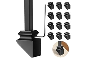 GRMIKBU 12P Wrought Iron Baluster Shoes Slant Shoes Come with Screws Work with 1/2 Inch Square Balusters Metal Staircase Balusters Knee-Wall Application Satin Black, GB06