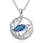 Shusukue 925 Sterling Silver Womens Animal Necklace Bear Paw Print/Orca/Sea Turtle/Owl/Crow/Highland Cow Pendant for Women Men Christmas Jewelry Gift