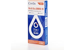 CorDx TyFast Flu A/B & Covid 19 Multiplex Rapid Test, 10 Mins at Home, FDA Authorized, 3 in 1 Combo Kit, 1 Test