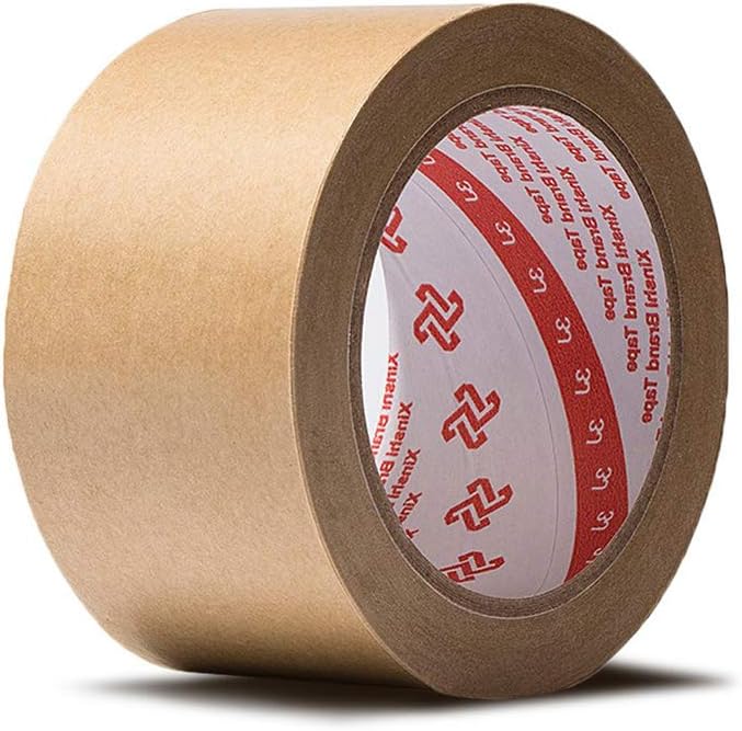 5Rolls Kraft Paper Tape Adhesive Flatback Packaging Sealing Tapes for Paper Backing Carton Box 60mm*19.7yd
