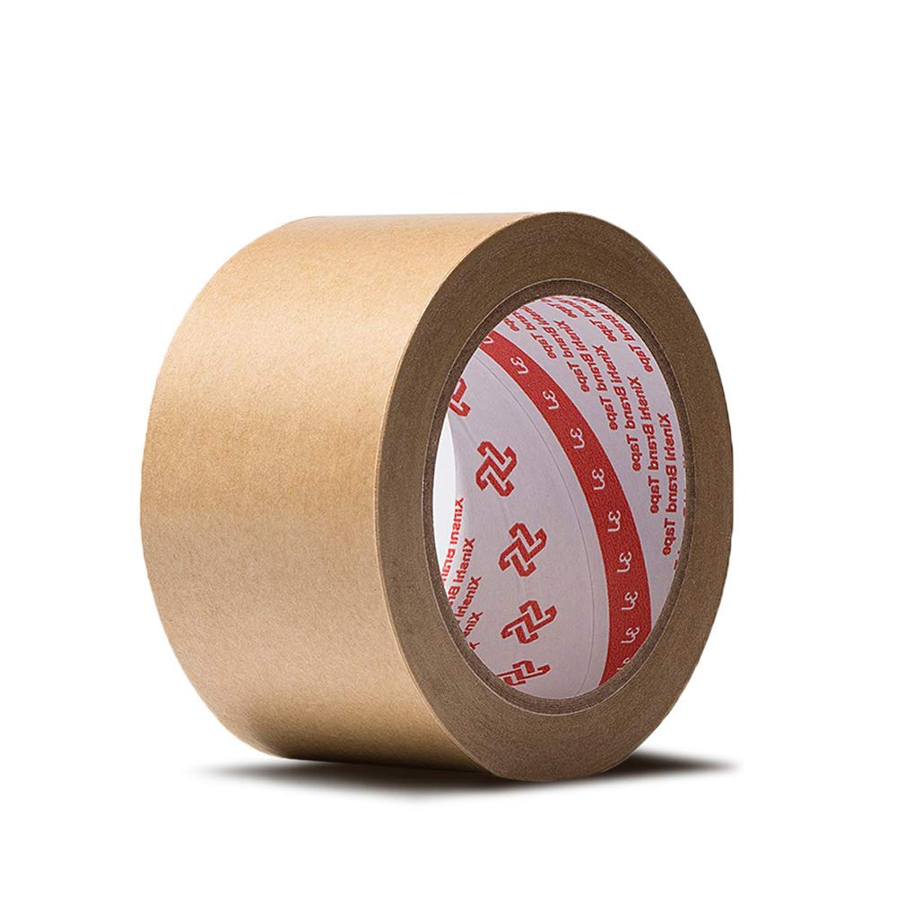 5Rolls Kraft Paper Tape Adhesive Flatback Packaging Sealing Tapes for Paper Backing Carton Box 60mm*19.7yd