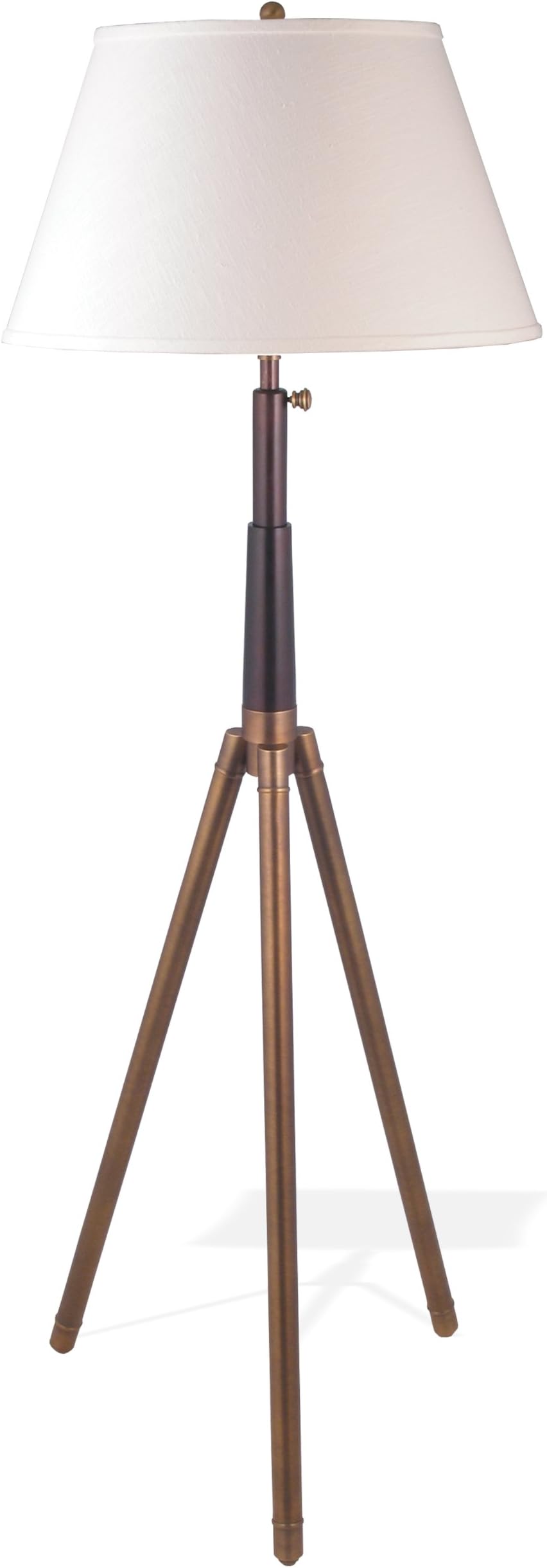 Lighting Enterprises F-6953/9466 Adjustable Antique Brass Tripod Telescope Lamp Floor Lamp with Textured Mocha Linen Sewn Shade