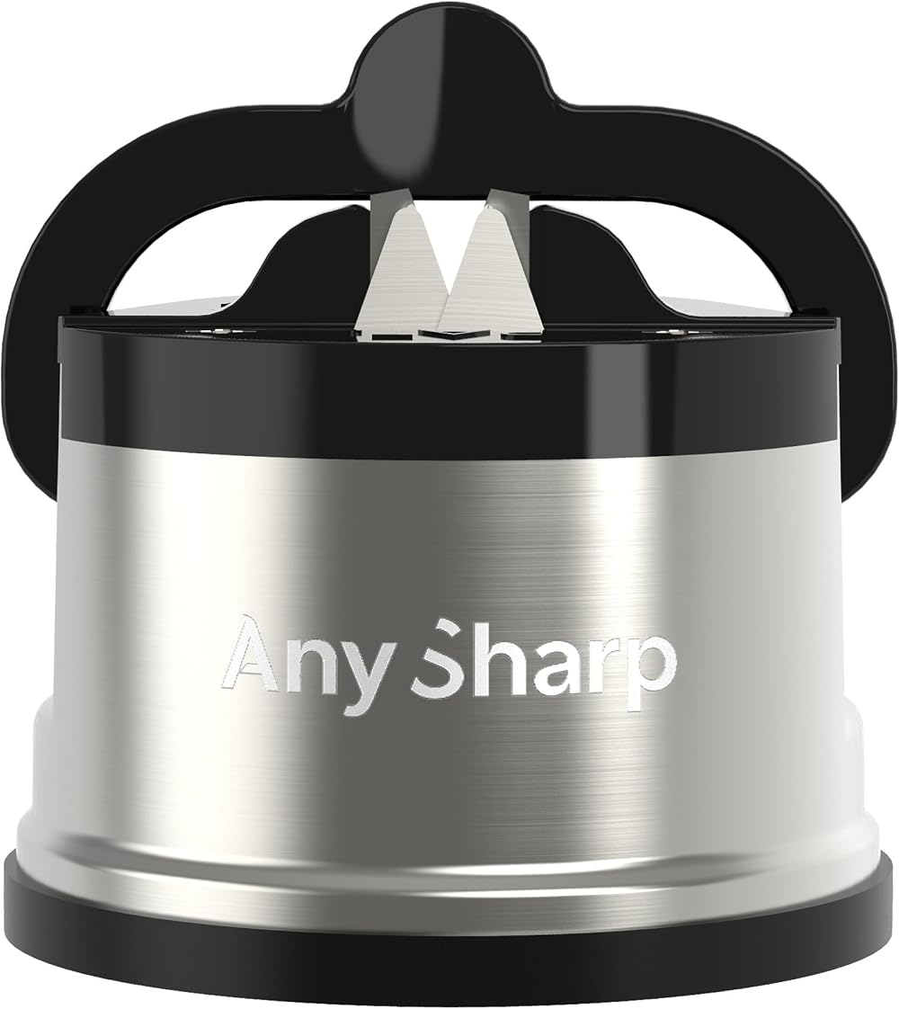 AnySharp Pro Knife Sharpener with Suction Brushed Metal