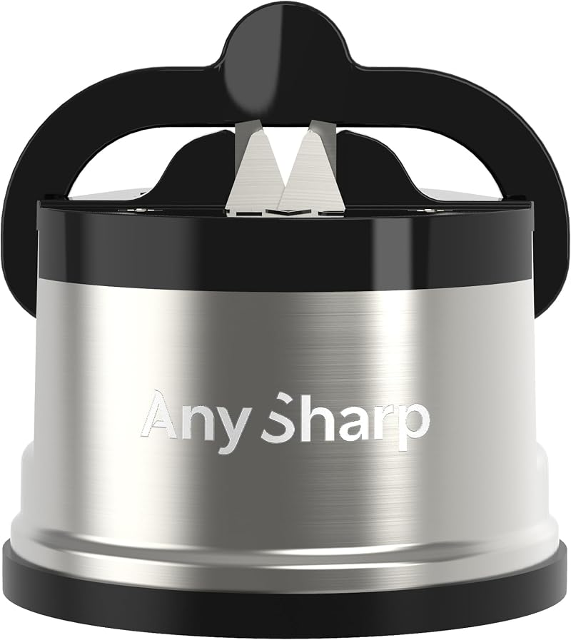 AnySharp Pro Knife Sharpener with Suction Brushed Metal