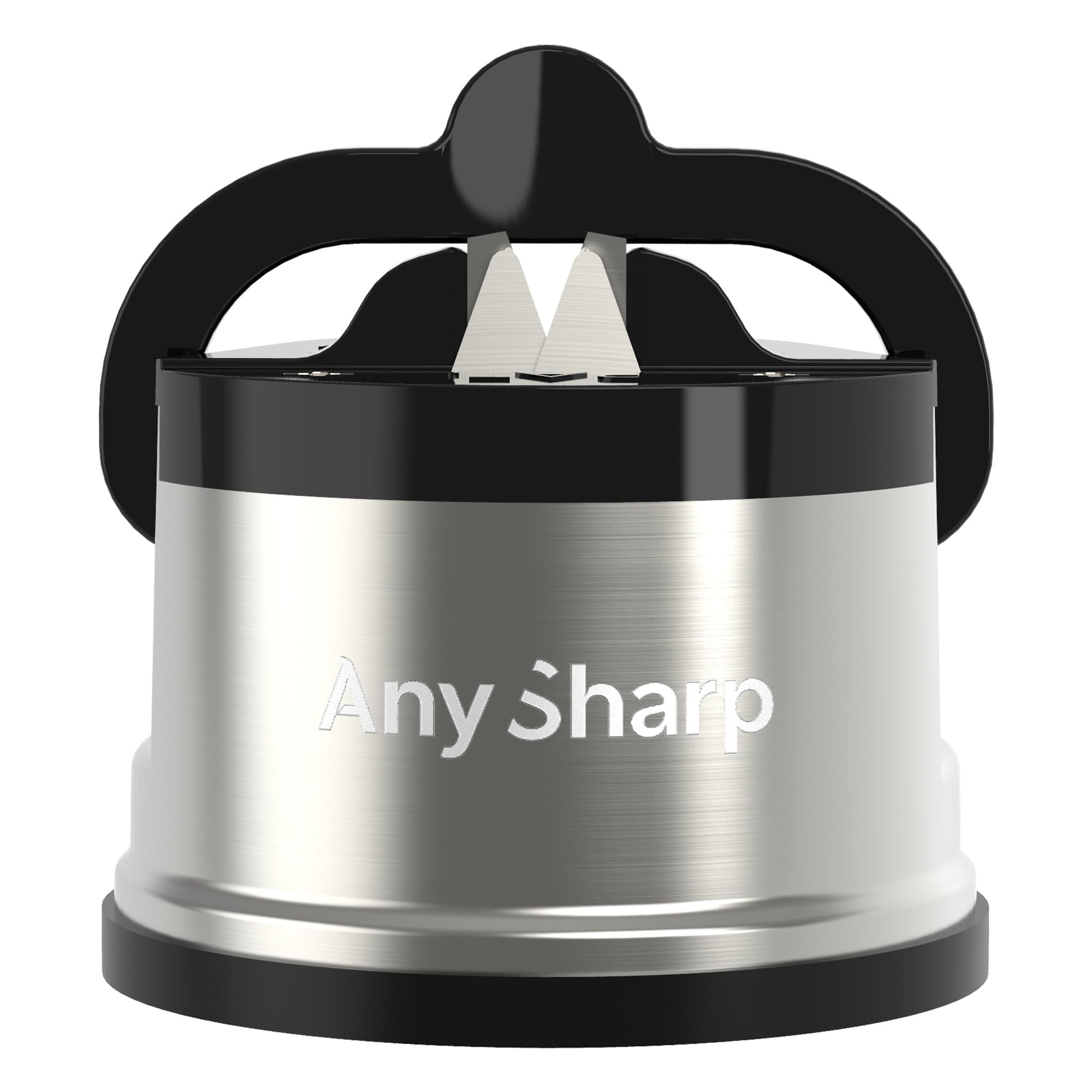 AnySharp Pro Metal World's Best Knife Sharpener with Suction, Brushed Metal