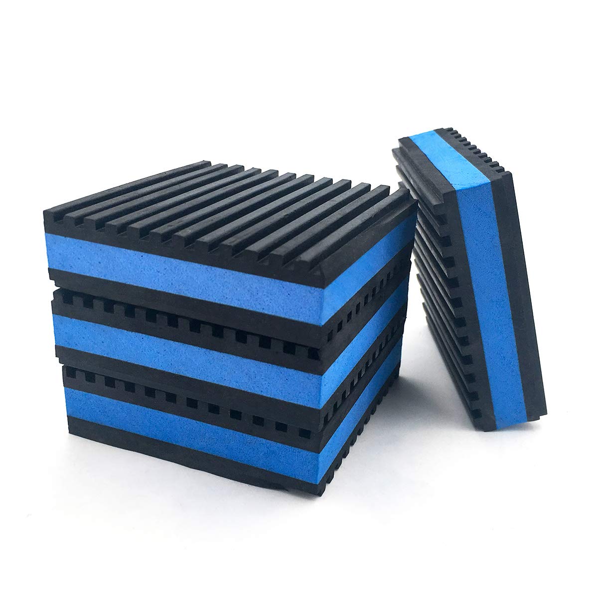 LBG Products Rubber Anti-Vibration Insulation Pads, 4 x 4 x 7/8 Inch Heavy Duty Blue EVA Pad for Air Conditioner, Compressors, HVAC, Treadmills etc. (Pack of 4)