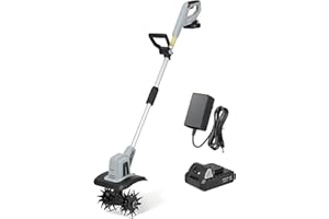 20V Cordless Tiller Cultivator, 360RPM Electric Garden Tiller with 2.0Ah Battery & Charger, 9" Tilling Width, 6.6" Depth, Ide