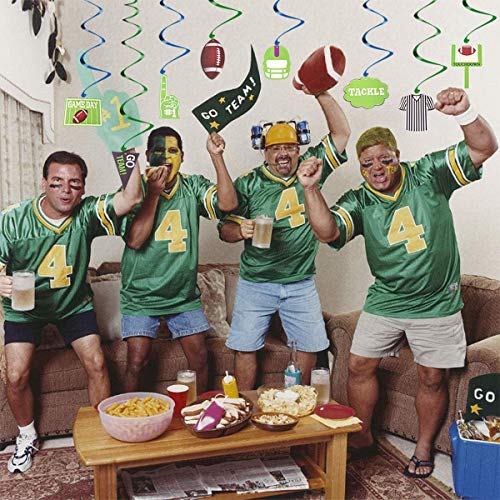 EVERMARKET 30Ct American Football Hanging Swirl Football Game Day Party Decorations 2020 Garland Sports Day Hanging Swirl Foils,Football Theme Birthday Party Supplies Ornaments Fan Décor - Thumbnail 5