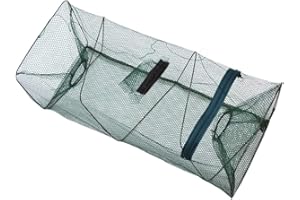 Fishing Net Trap, Foldable Shrimp Crab Minnow Crayfish Trap Portable Mesh Bait Net for Freshwater & Saltwater (Green)
