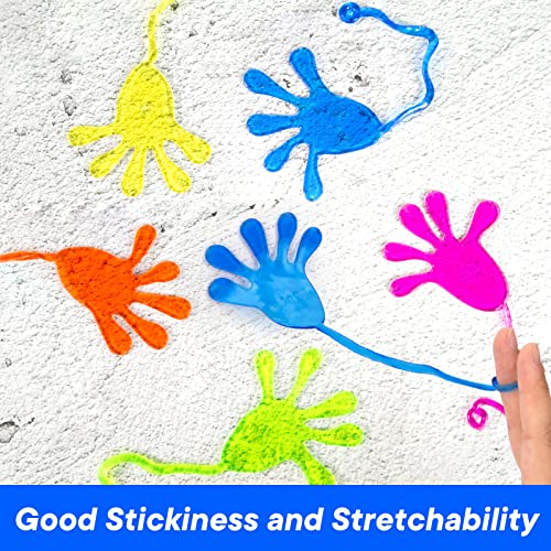 Shindel Sticky Hand Toys, 48PCS Stretchy Toys Bulk Sticky Fingers Toy Set Colorful Stretchy Sticky Geckos for Kids Halloween Trick or Treat Toys Birthday Party Favors