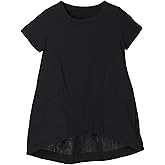 Minibee Women's Cotton Linen Short Sleeve Tunic/Top Tees
